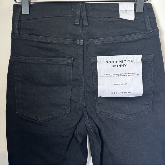 NWT Good American Always Fits Good Petite Skinny in Black - Size 6-12 - Picture 6 of 10